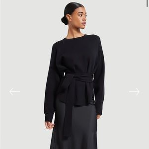 Modern Citizen Nara Tie Front Black Long Sleeve Sweater XS/S.